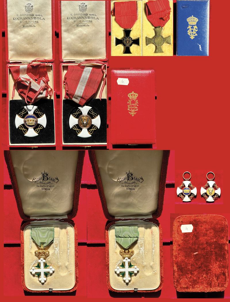 REGNO D’ITALIA. VITTORIO EMANUELE III DI SAVOIA, 1900-1946. Lotto di quattro onorificenze.  - Auction Numismatics - Medals and popes - II - Cambi Casa d'Aste