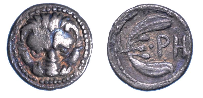 BRUTTIUM - RHEGIUM. Obolo, 415/410-387 a.C.  - Auction Numismatics - I - Cambi Casa d'Aste