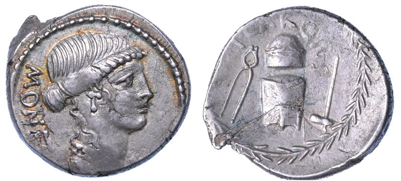 CARISIA. T. Carisius, 46 ​​a.C. Denario.  - Auction Numismatics - I - Cambi Casa d'Aste