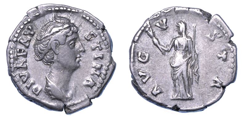FAUSTINA I (moglie di Antonino Pio), + 140/141. Denario, dopo il 141. Roma.  - Auction Numismatics - I - Cambi Casa d'Aste