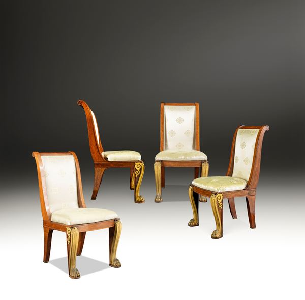 Quattro sedie a sciabola. Parigi, inizio XIX secolo  