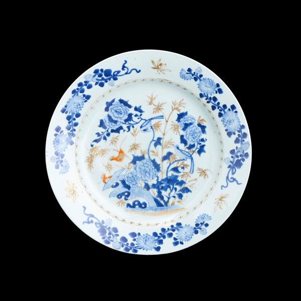Piatto in porcellana a soggetto naturalistico, Cina, Dinastia Qing, XIX secolo