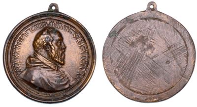 Roma. Cardinal Alessandro Farnese il Giovane, 1534-1589. Placchetta in Bronzo 1575 con Anello. pe...