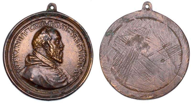 ROMA. CARDINAL ALESSANDRO FARNESE IL GIOVANE, 1534-1589. Placchetta in bronzo 1575 con anello. Per l'edificazione della chiesa del Gesù.  - Auction Numismatics - Medals and popes - II - Cambi Casa d'Aste