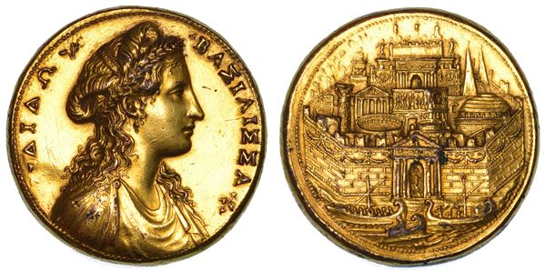 ROMA. REGINA DIDONE DI CARTAGINE. Medaglia in bronzo dorato (circa 1550).