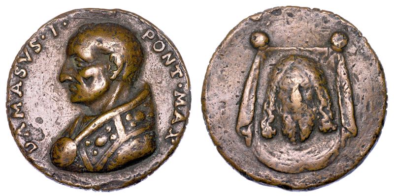 ROMA. DAMASO I, 366-384. Medaglia di restituzione in bronzo.  - Auction Numismatics - Medals and popes - II - Cambi Casa d'Aste