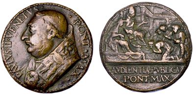 Stato Pontificio. Paolo II (pietro Barbo), 1464-1471. Medaglia in Bronzo. le Udienze Pubbliche di...