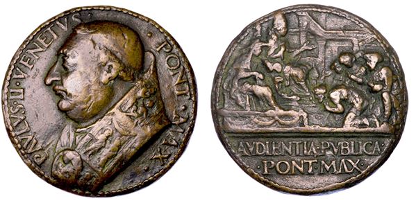 STATO PONTIFICIO. PAOLO II (Pietro Barbo), 1464-1471. Medaglia in bronzo. Le udienze pubbliche di Paolo II.