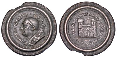 Stato Pontificio. Paolo II (pietro Barbo), 1464-1471. Medaglia in Bronzo 1465/a. II. Costruzione ...