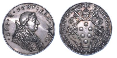 Stato Pontificio. Leone X (giovanni De' Medici), 1513-1521. Medaglia di Restituzione. Elezione al...