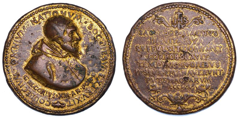 STATO PONTIFICIO. GREGORIO XIII (Ugo Boncompagni di Bologna), 1572-1585. Medaglia in bronzo dorato A. X.  - Auction Numismatics - Medals and popes - II - Cambi Casa d'Aste