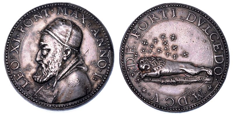 STATO PONTIFICIO. LEONE XI (Alessandro de' Medici), dal 1 al 27 Aprile 1605. Medaglia in argento 1605/A. I. Elezione e prematura scomparsa del Pontefice.  - Auction Numismatics - Medals and popes - II - Cambi Casa d'Aste