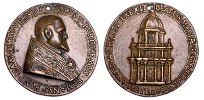 Stato Pontificio. Paolo V (camillo Borghese), 1605-1621. Medaglia in Bronzo 1605/a. I. Posa della...