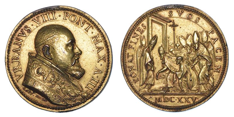 STATO PONTIFICIO. URBANO VIII (Maffeo Barberini di Firenze), 1623-1644. Medaglia in bronzo dorato 1625/A. III. Chiusura della Porta Santa.  - Auction Numismatics - Medals and popes - II - Cambi Casa d'Aste
