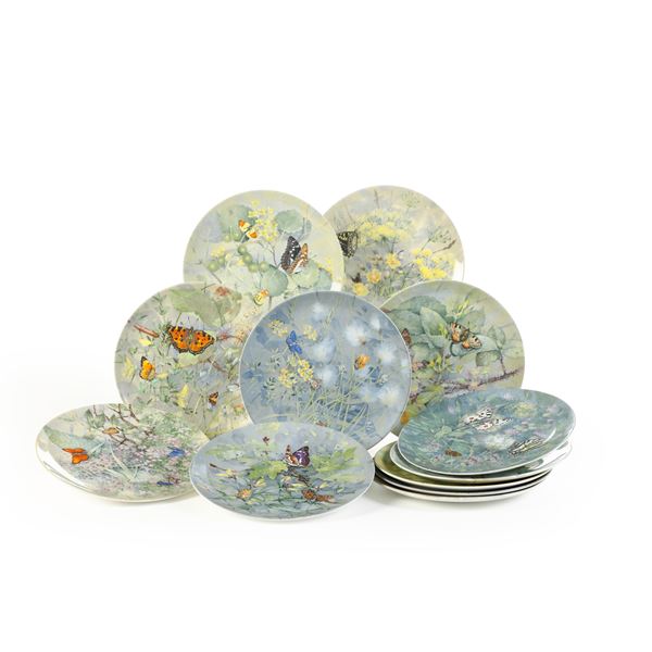 Dodici piatti "Endangered Species". Inghilterra, Wedgwood, seconda metà del XX secolo.