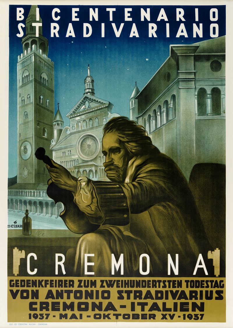 Giulio Cisari : Bicentenario Stradivariano - Cremona  - Auction Vintage Posters and Collectible - Cambi Casa d'Aste