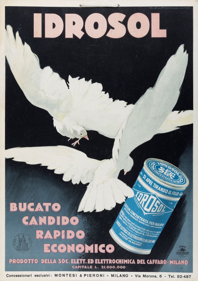 Marcello Dudovich : IDROSOL, detersivo per il bucato  - Auction Vintage Posters and Collectible - Cambi Casa d'Aste