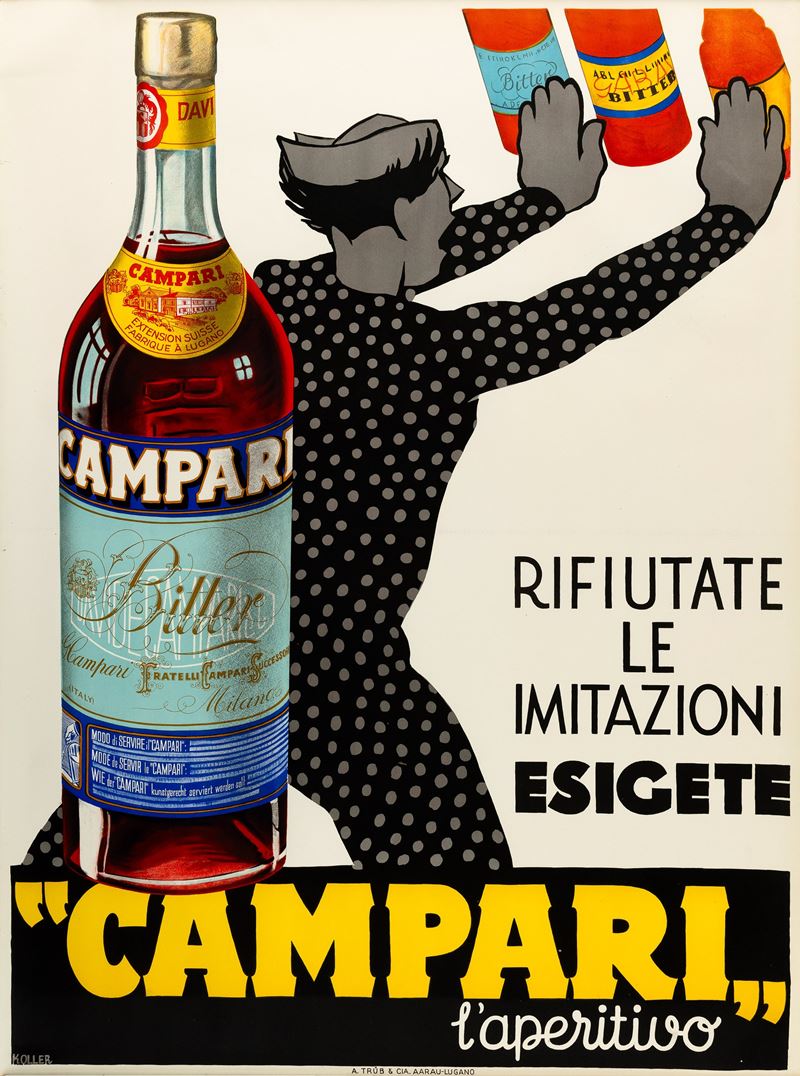 Louis Koller : Bitter Campari aperitivo, Milano - Lugano  - Asta Manifesti d'Epoca e Collectible - Cambi Casa d'Aste