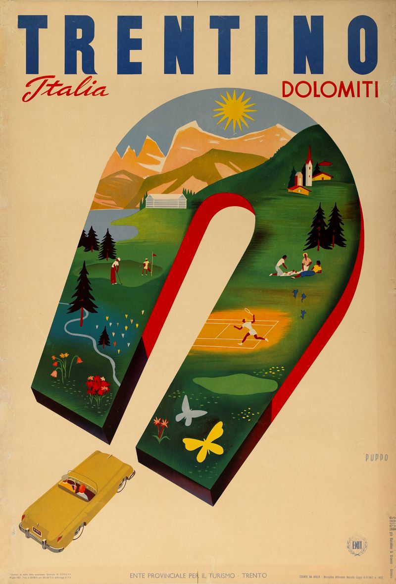 Mario Puppo : Trentino, Dolomiti /ENIT  - Asta Manifesti d'Epoca e Collectible - Cambi Casa d'Aste