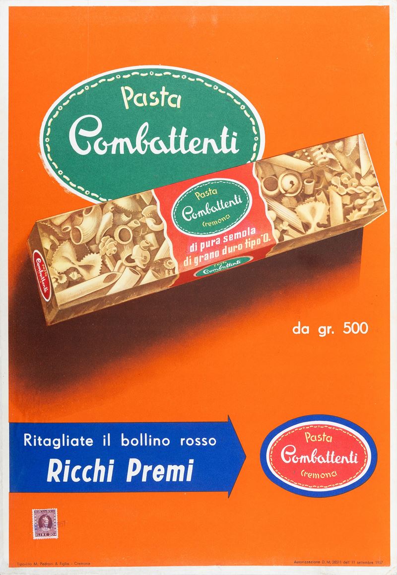Anonimo : Pasta Combattenti  - Auction Posters and Collectables - Cambi Casa d'Aste