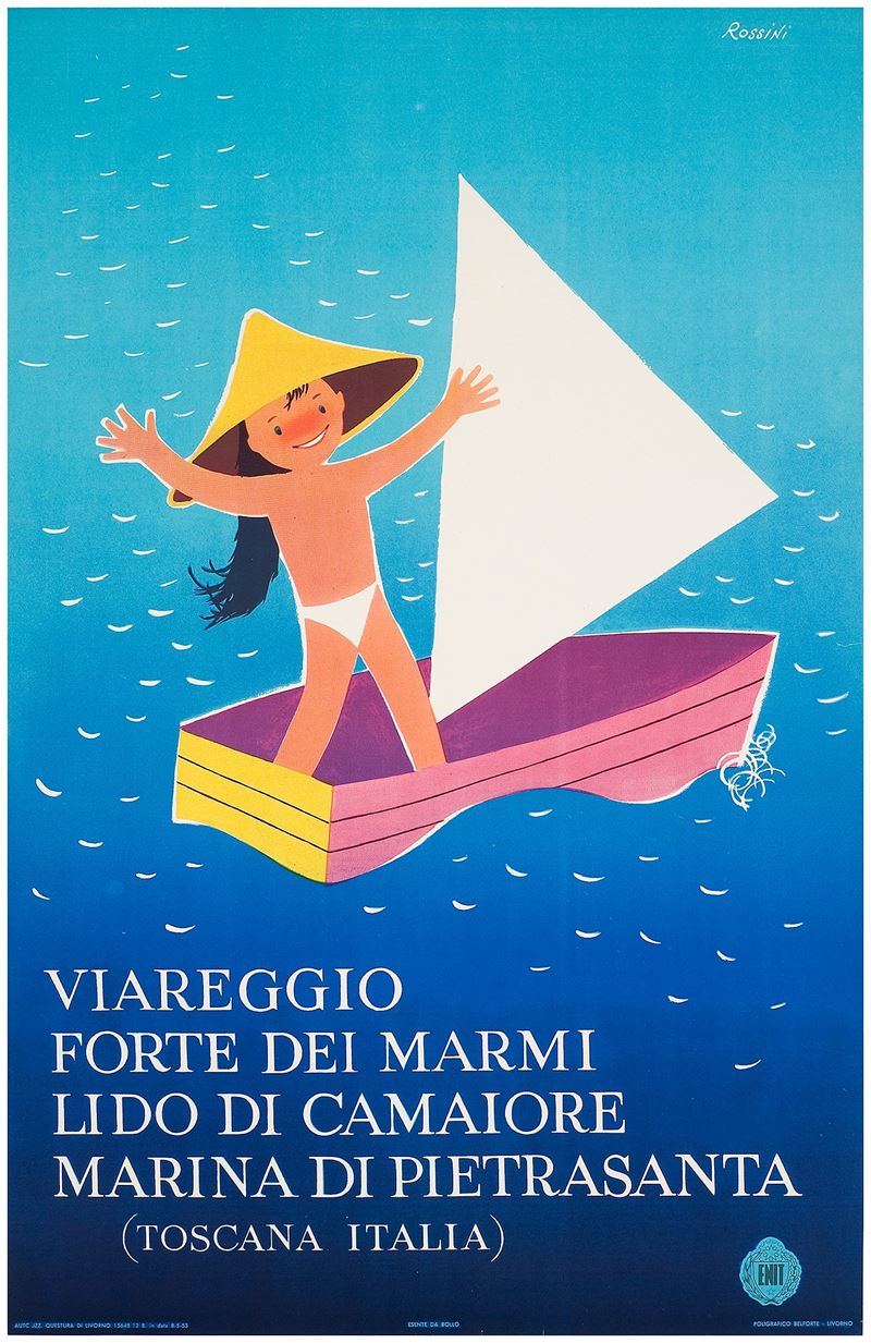Rossini : Viareggio, Forte dei Marmi, Lido di Camaiore, Marina di Pietrasanta (Lucca, Toscana) / ENIT  - Auction Vintage Posters and Collectible - Cambi Casa d'Aste