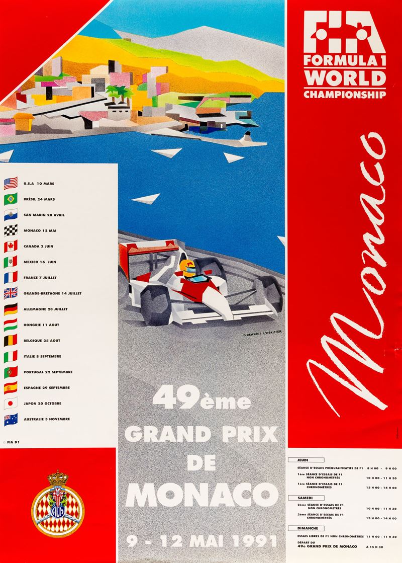 D.Henriet L&#8217;H&#233;ritier : Formula 1 World Championship - 49e Grand Prix de Monaco  - Asta Manifesti e Collectible - Cambi Casa d'Aste