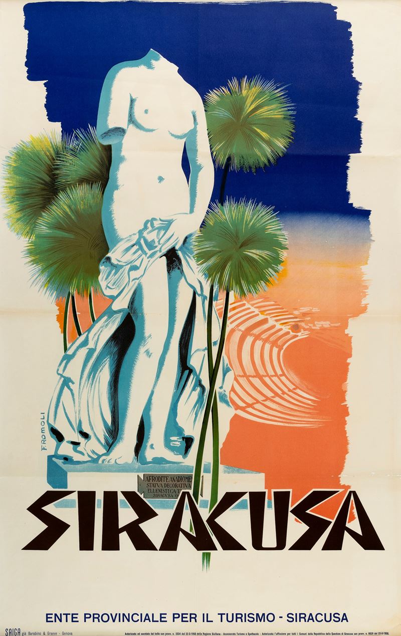 Filippo Romoli : Siracusa - Ente provinciale per il turismo  - Auction Vintage Posters and Collectible - Cambi Casa d'Aste