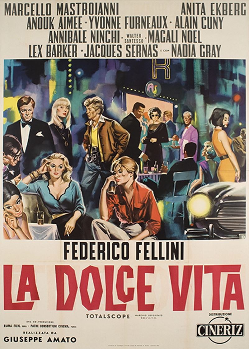 Sandro Simeoni : La Dolce Vita - Federico Fellini  - Auction Vintage Posters and Collectible - Cambi Casa d'Aste