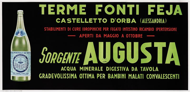 Anonimo : Acqua Augusta, Terme Fonti Feja, Castelletto d’Orba - Alessandria  - Asta Manifesti d'Epoca e Collectible - Cambi Casa d'Aste