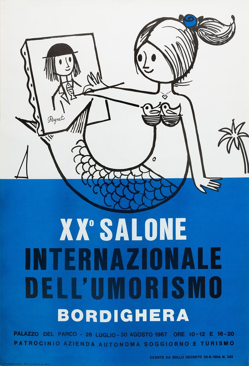 Raymond Peynet : Bordighera, XX° Salone Internazionale dell’umorismo  - Asta Manifesti e Collectible - Cambi Casa d'Aste
