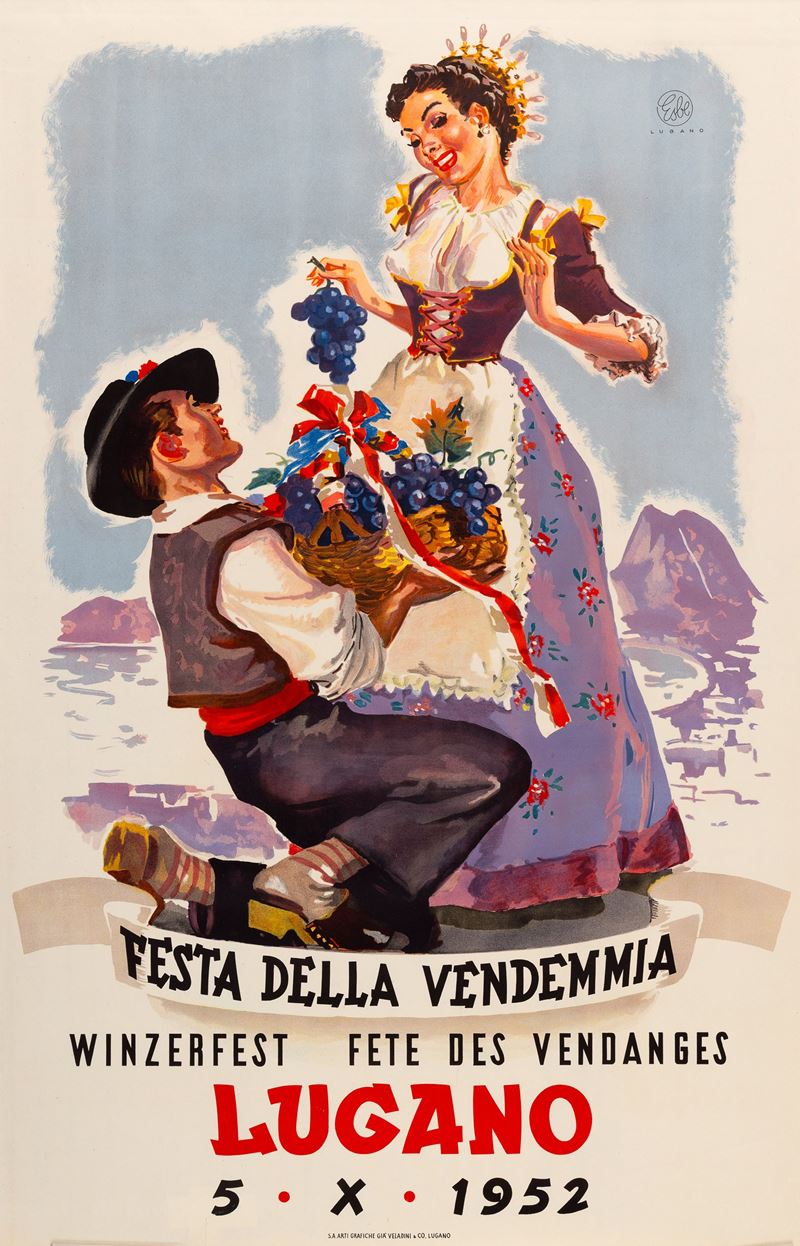 Anonimo : Festa della Vendemmia 1952  - Asta Manifesti e Collectible - Cambi Casa d'Aste