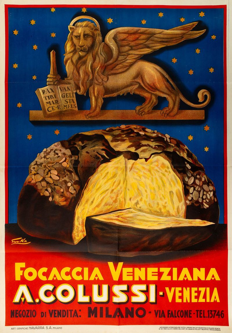 Emka : Focaccia Colussi Venezia  - Asta Manifesti e Collectible - Cambi Casa d'Aste