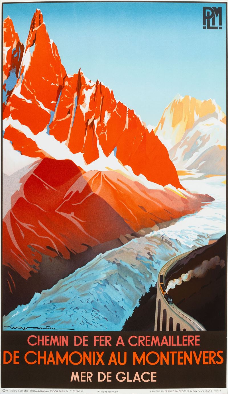 Roger Soubie : Chemin De fer a Cremaillere - De Chamonix Au Montevers -Mer De Glace  - Asta Manifesti e Collectible - Cambi Casa d'Aste