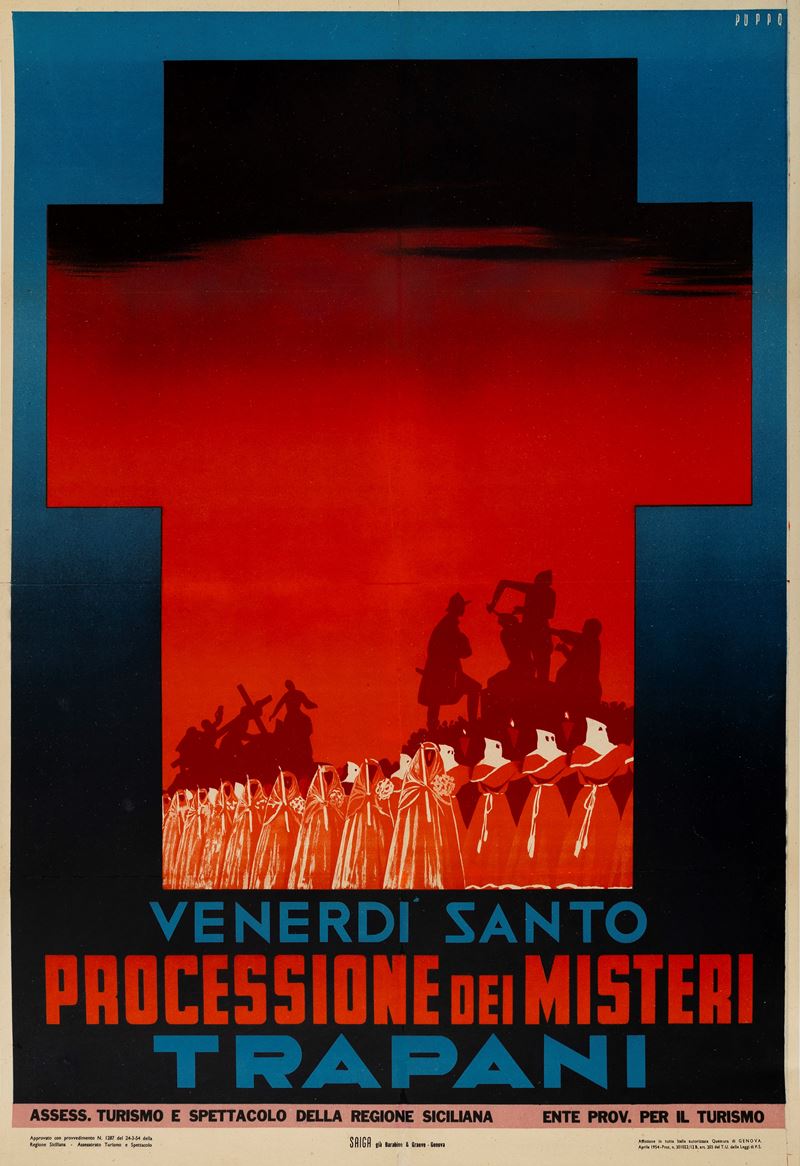 Mario Puppo : Trapani - Processione dei misteri  - Auction Vintage Posters and Collectible - Cambi Casa d'Aste