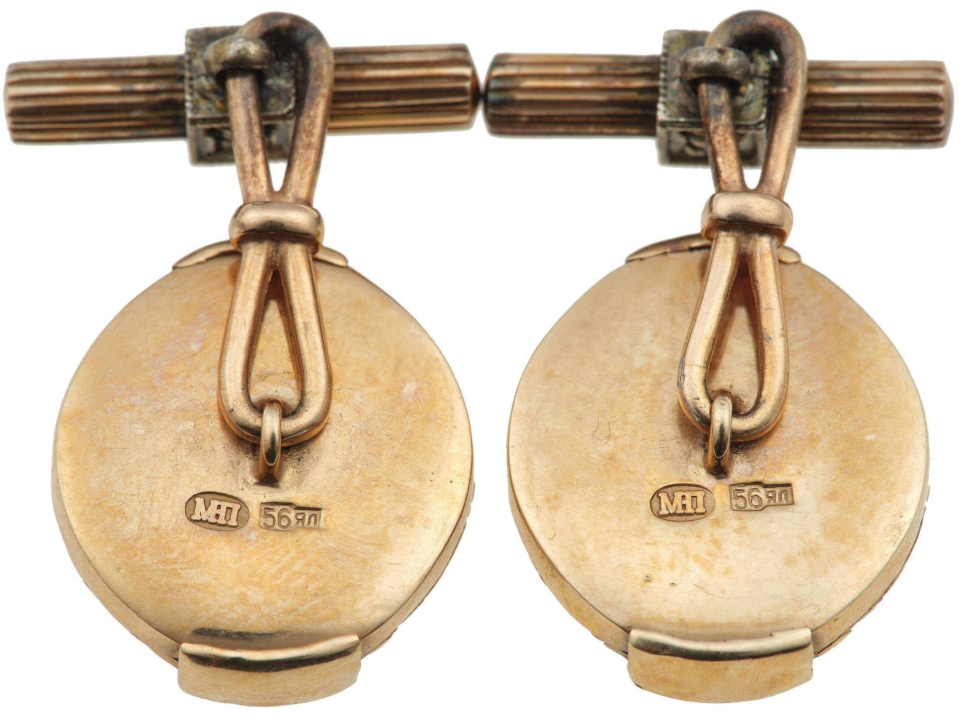 Atelier Fabergé, Bottoni da polso in oro 14Kt con smalto guilloché