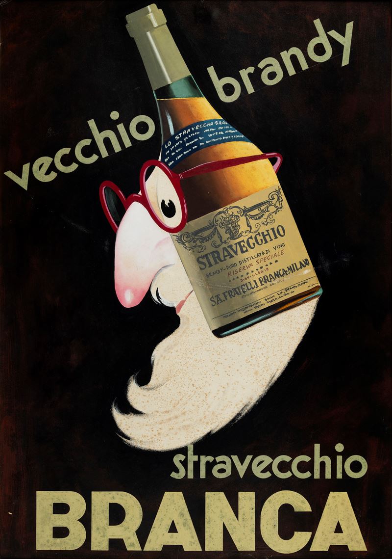 Studio Mauzan - Mordenti : Vecchio Brandy Stravecchio Branca  - Asta Manifesti d'Epoca e Collectible - Cambi Casa d'Aste