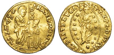 Venezia. Francesco Molin (99° Doge: 1646-1655). Zecchino.