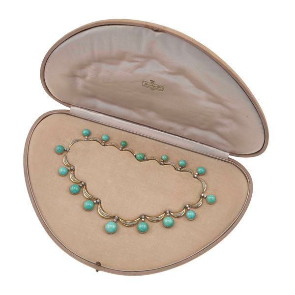 Martignetti. Girocollo con turchesi e diamanti