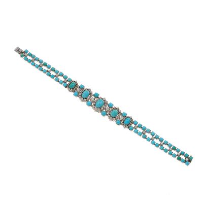 Pederzani, Bracciale in oro bianco con turchesi e diamanti
