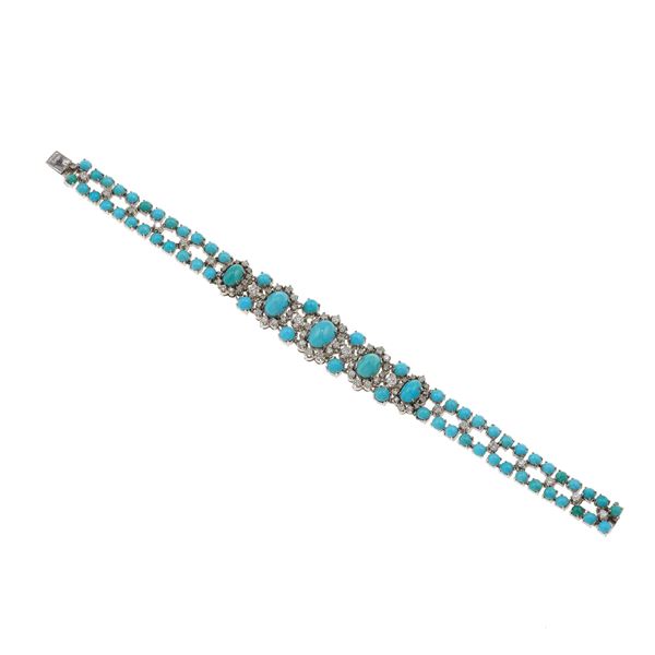 Pederzani. Bracciale con turchesi e diamanti