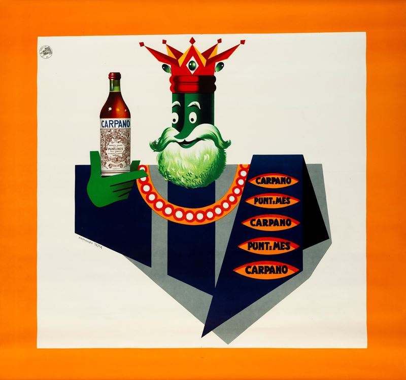 Armando Testa : Re Carpano - Punt e Mes  - Auction Vintage Posters and Collectible - Cambi Casa d'Aste
