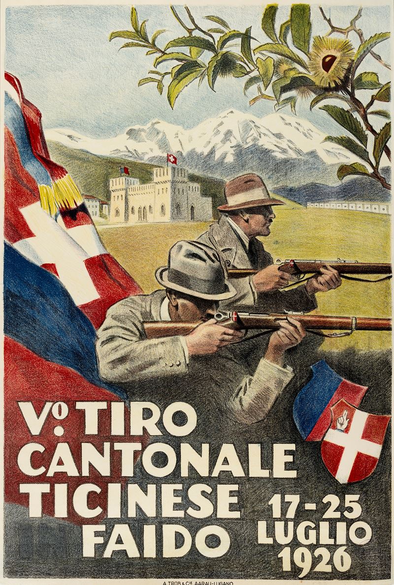 Anonimo : V°. Tiro Cantonale Ticinese - Faido  - Auction Vintage Posters and Collectible - Cambi Casa d'Aste