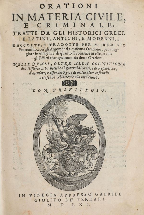 AAVV-Remigio Fiorentino Orazioni in materia civile e criminale...Venezia, Giolito, 1561