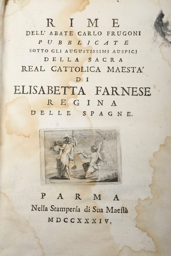 Frugoni Carlo Frugoni (1692-1768) Rime... Parma, nella stamperia di Sua Maestà (Bodoni), 1734