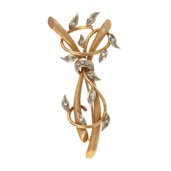 Diamond and gold brooch