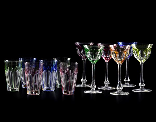 Sei calici e sei tumbler “Lady Hamilton” Repubblica Ceca, Manifattura Moser, seconda metà del XX secolo 