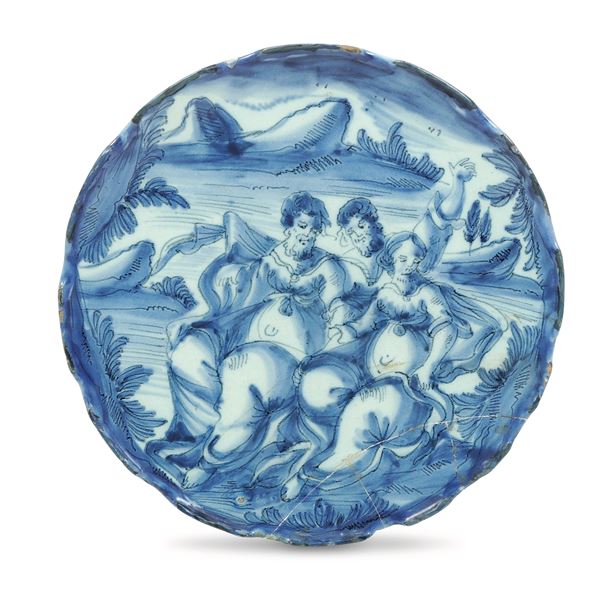 Sottocoppa Albisola, Manifattura Bernardo Conrado, inizi del XVIII secolo