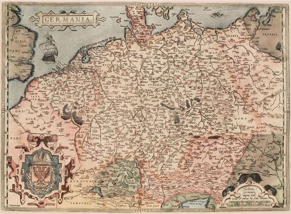 Abraham Ortelius (1527-1598) Carta geografica della Germania