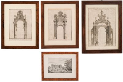 Lapoer (XVIII Secolo) su Disegno di Antonio Quadrio Collezione di Tre Stampe di Archi Trionfali E...