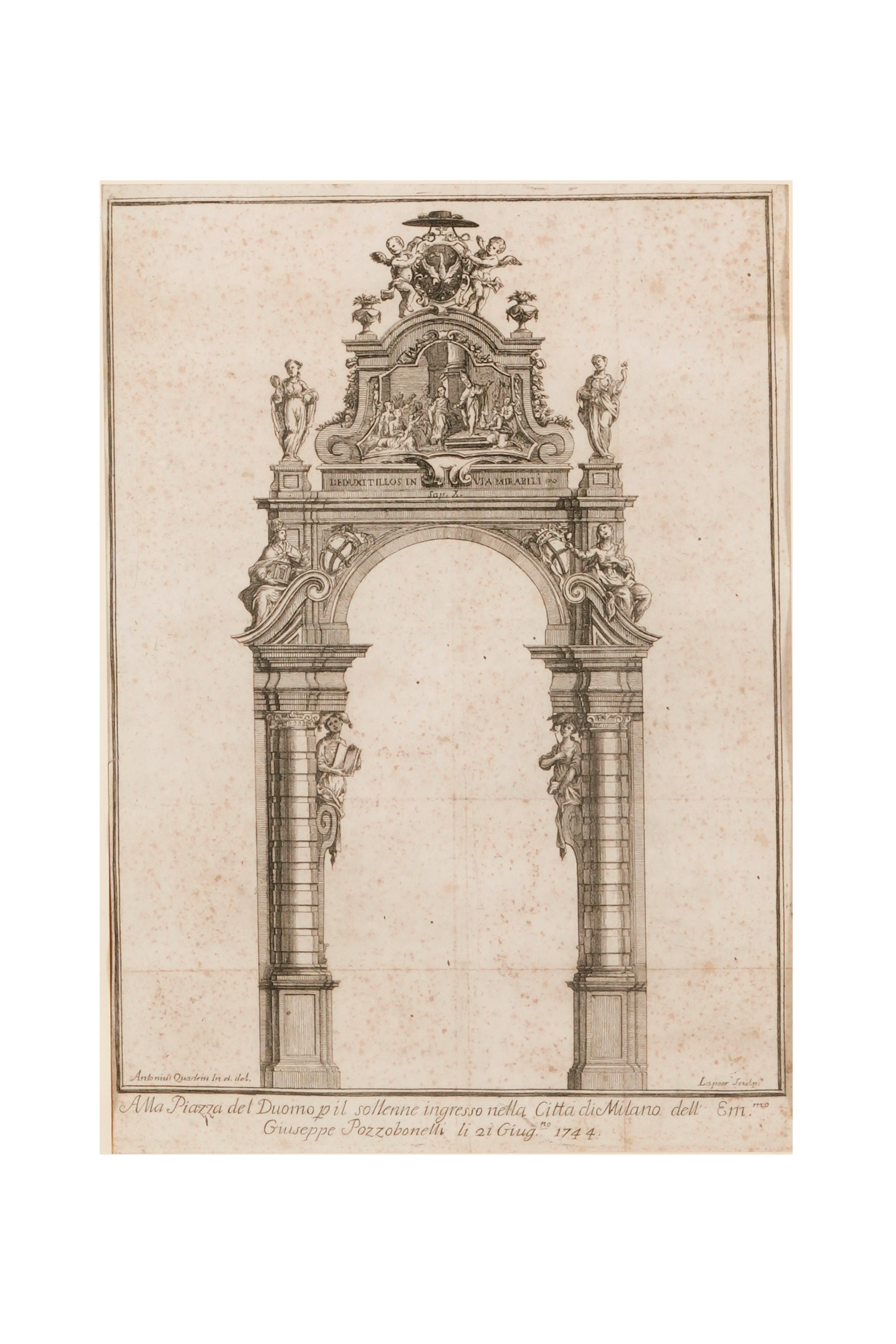 Lapoer (XVIII Secolo) su Disegno di Antonio Quadrio Collezione di Tre Stampe di Archi Trionfali E...